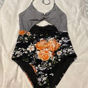 Cupshe Striped and Floral Swimsuit